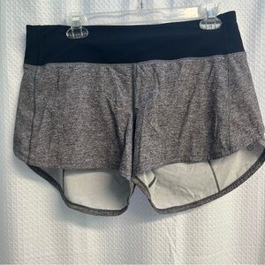 Lululemon Athletica Black and Heather Gray Athletic Speed Up Shorts 10T